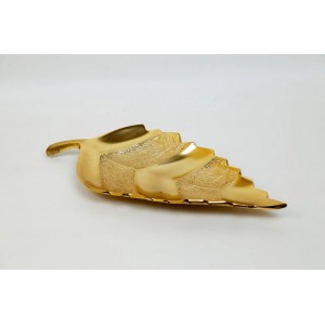Almunium Leaf Tray handicrafted gold plated